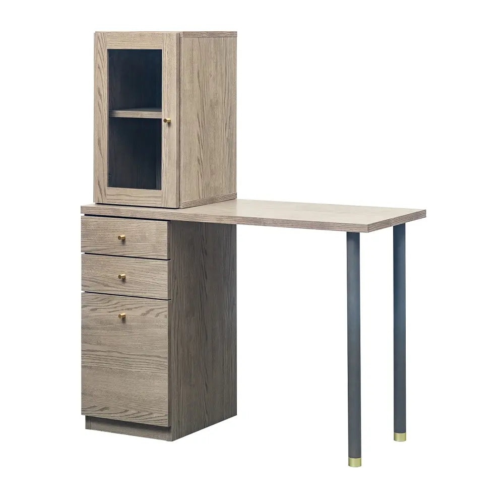 [100幅]ドレッサーデスク  国産 ガラスキャビネット×引き出し収納 ワークデスク兼用可能な多機能デザイン