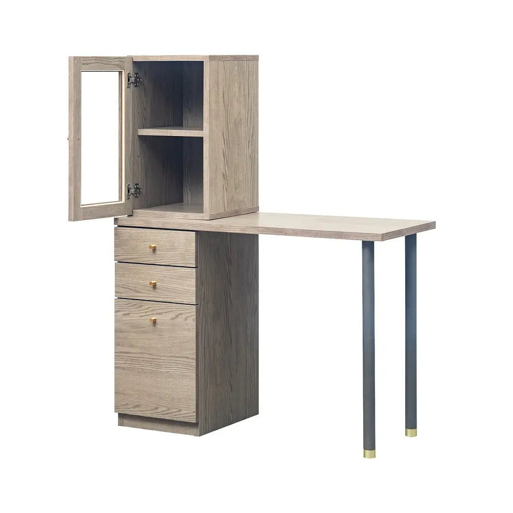 [100幅]ドレッサーデスク  国産 ガラスキャビネット×引き出し収納 ワークデスク兼用可能な多機能デザイン