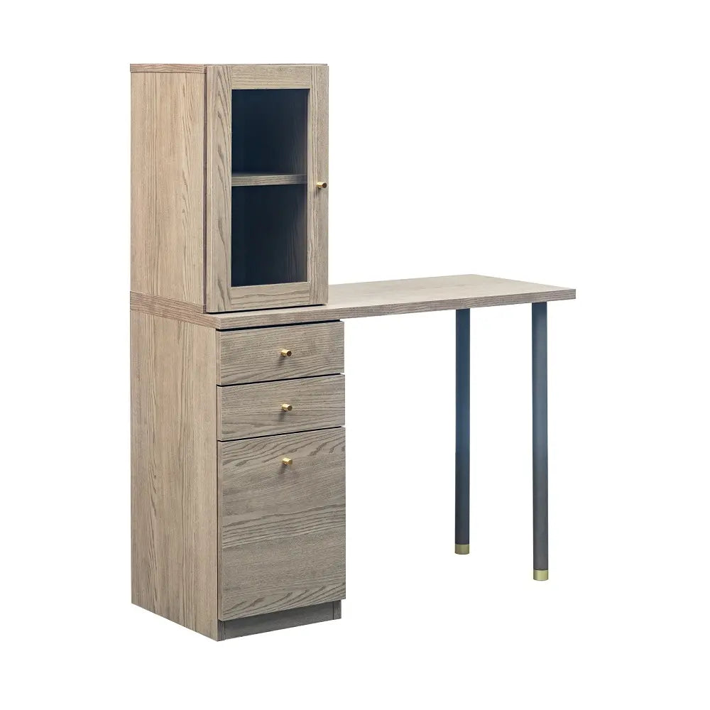 [100幅]ドレッサーデスク  国産 ガラスキャビネット×引き出し収納 ワークデスク兼用可能な多機能デザイン