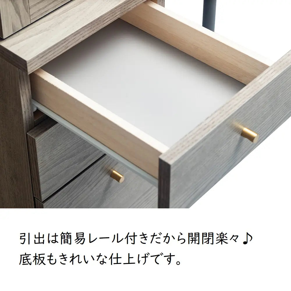 [100幅]ドレッサーデスク  国産 ガラスキャビネット×引き出し収納 ワークデスク兼用可能な多機能デザイン