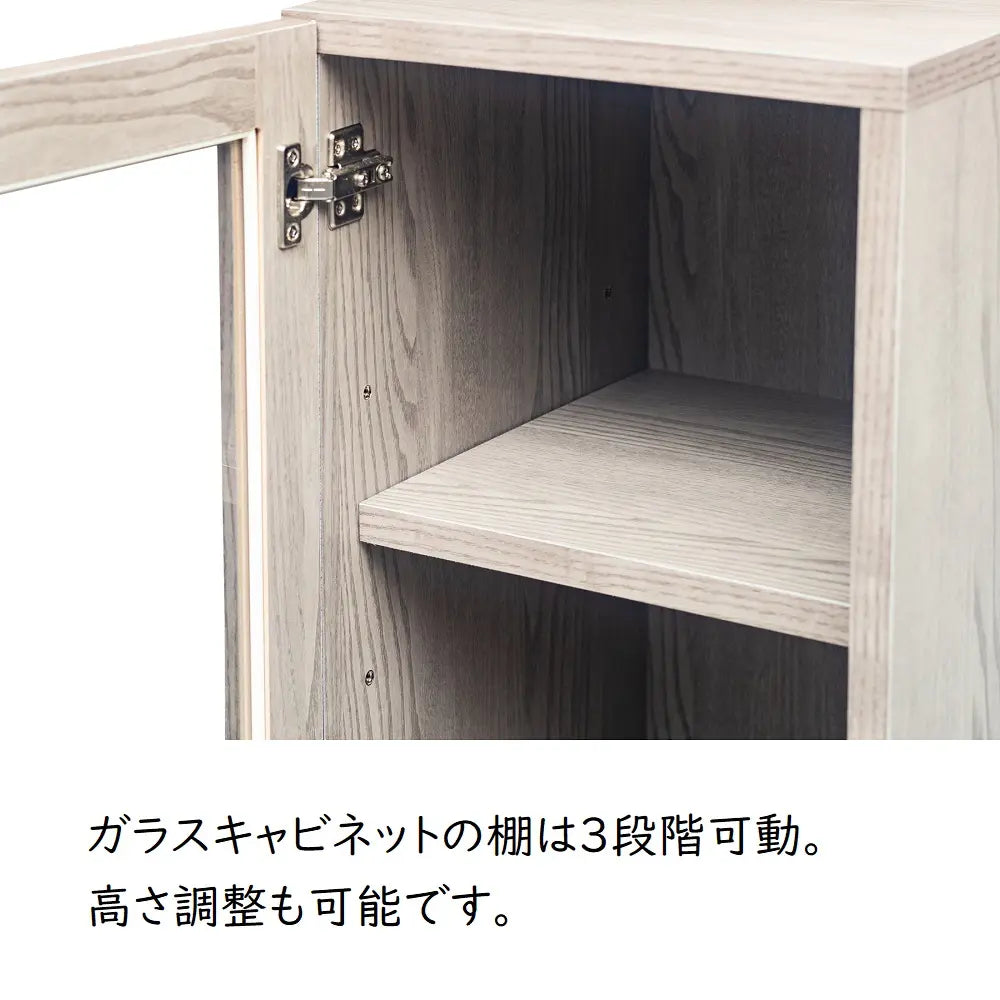 [100幅]ドレッサーデスク  国産 ガラスキャビネット×引き出し収納 ワークデスク兼用可能な多機能デザイン