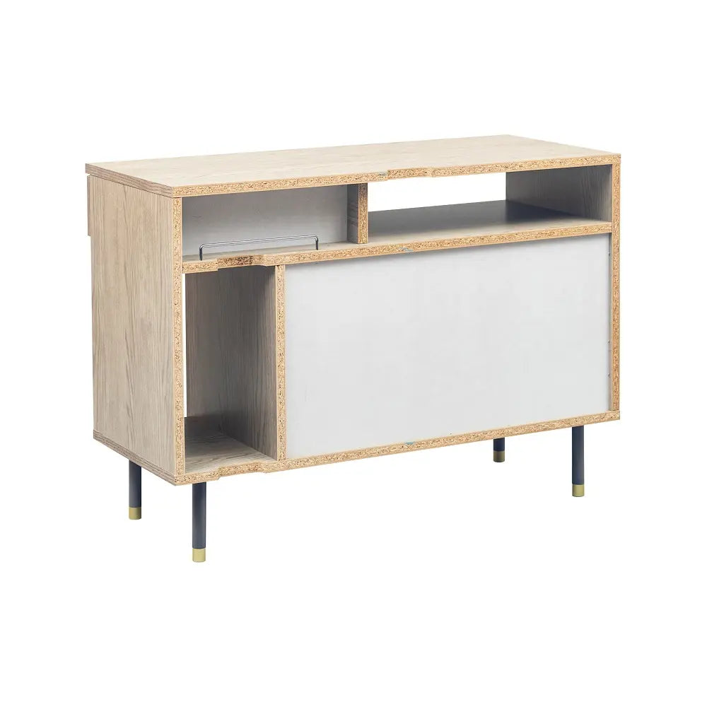 [100幅]ミドルボード  国産 オープン棚×可動棚×引き出し×タップ収納で配線もスッキリ【お客様組立】