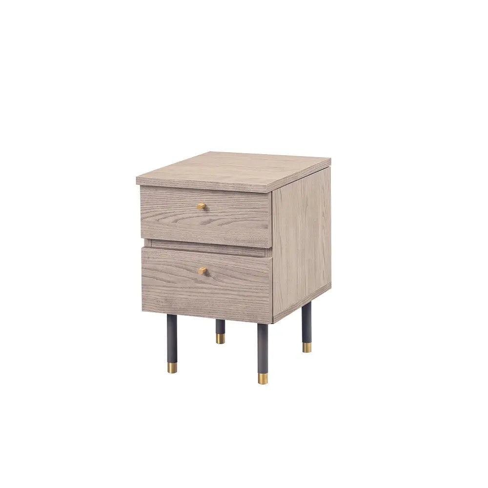 [34幅]天板裏にミラーが付いたサイドチェスト 国産 ナイトテーブルとしても使える韓国風デザイン【お客様組立】