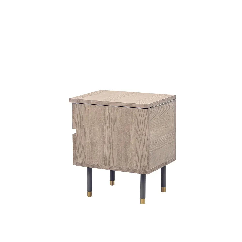 [34幅]天板裏にミラーが付いたサイドチェスト 国産 ナイトテーブルとしても使える韓国風デザイン【お客様組立】