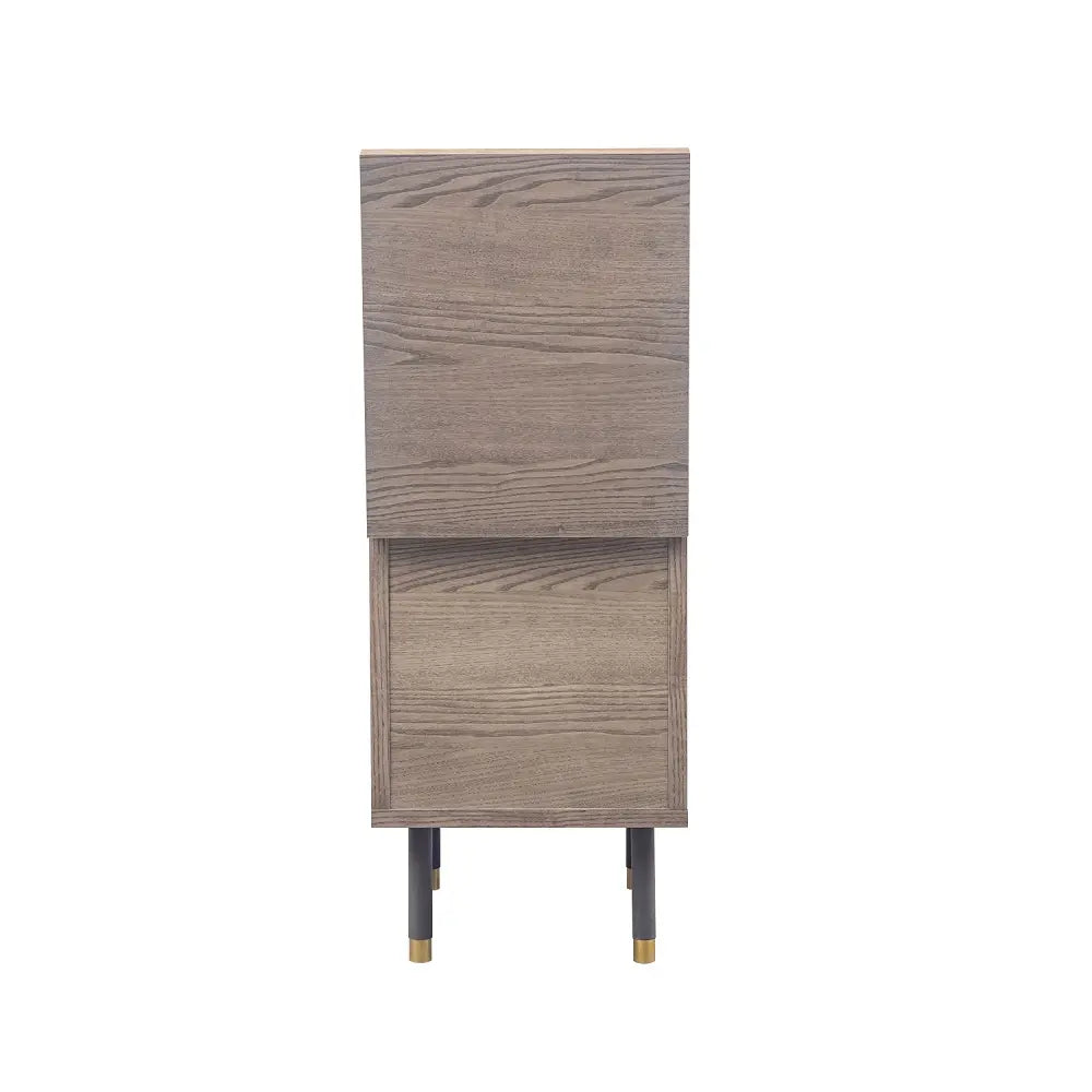 [34幅]天板裏にミラーが付いたサイドチェスト 国産 ナイトテーブルとしても使える韓国風デザイン【お客様組立】