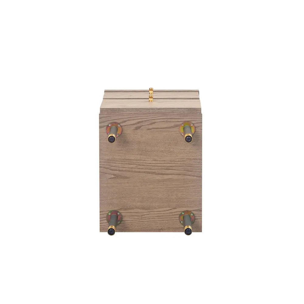 [34幅]天板裏にミラーが付いたサイドチェスト 国産 ナイトテーブルとしても使える韓国風デザイン【お客様組立】