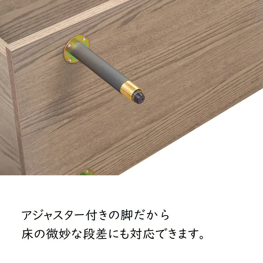 [34幅]天板裏にミラーが付いたサイドチェスト 国産 ナイトテーブルとしても使える韓国風デザイン【お客様組立】