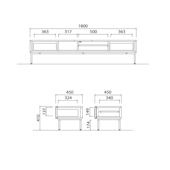 ★訳あり特価[180cm幅] ＴＶボード オーク突板 すっきりデザイン