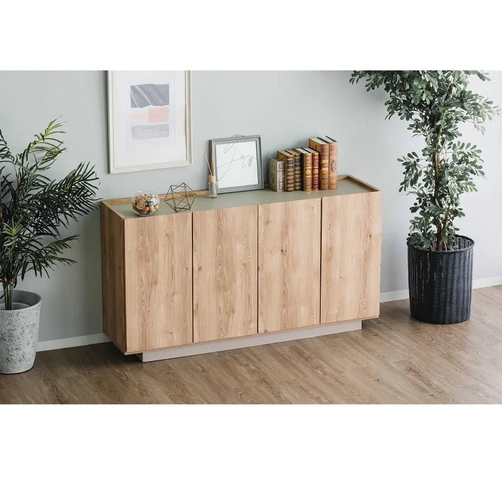 [80cm幅][120cm幅][150cm幅]北欧風サイドボード　グレージュ×ナチュラル　日本製