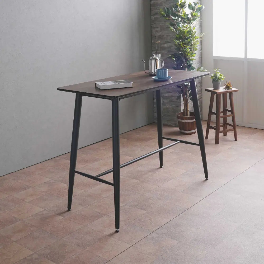 [120cm幅]スタイリッシュなバーカウンター3点セット。メラミン天板テーブル×バイキャストレザー張りチェア