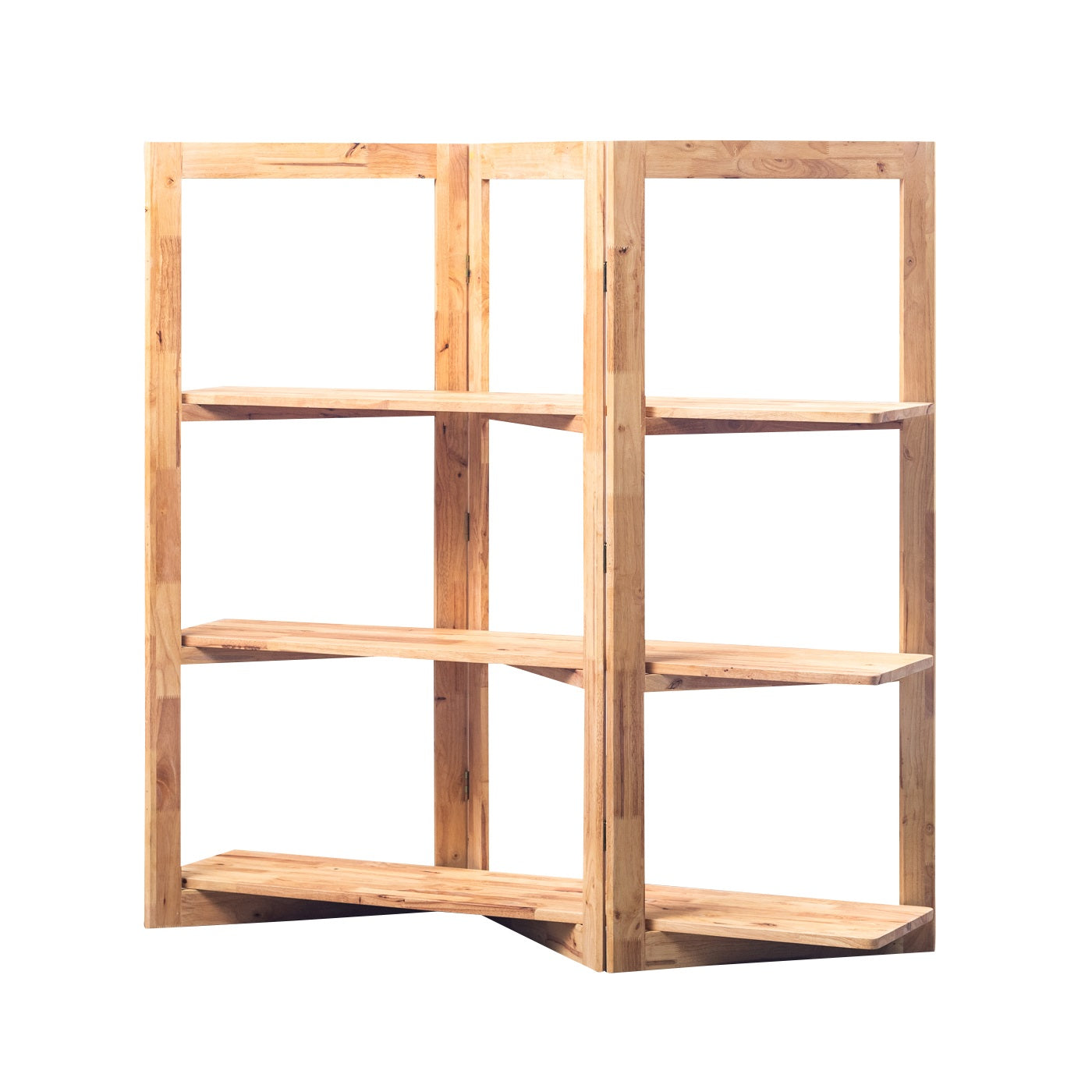 [135cm幅]ラバーウッド無垢材を使用した３×３ジグザグシェルフ。【お客様組立】