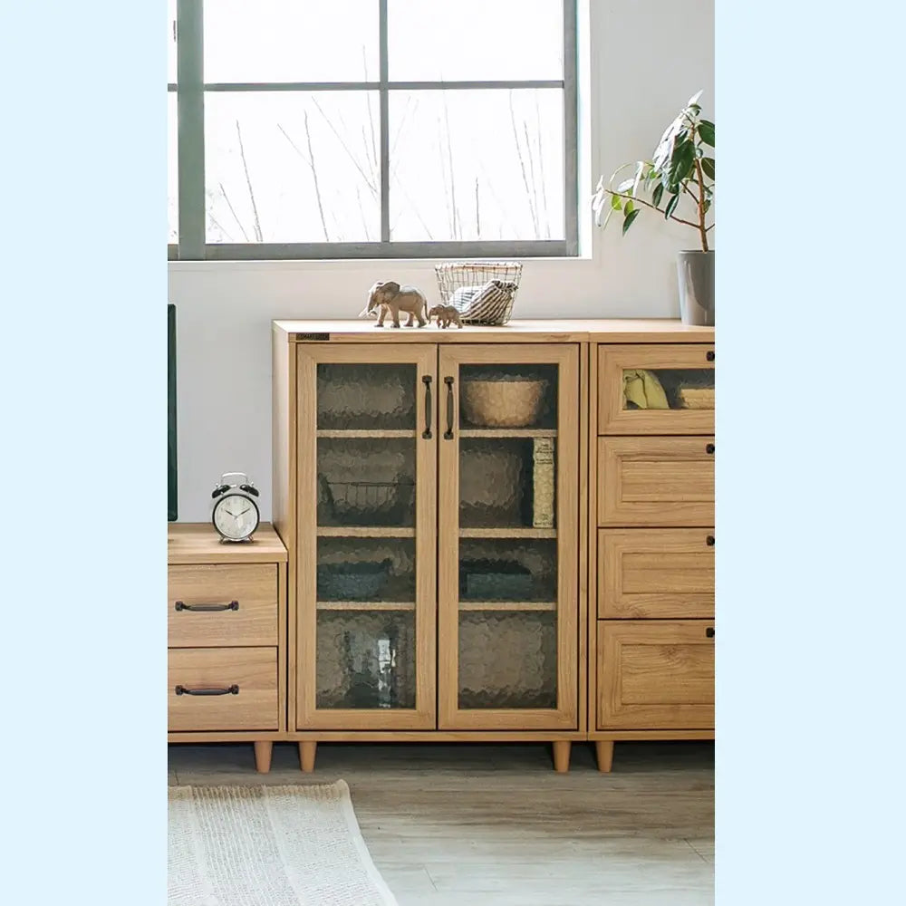 [60cm幅]ナチュラルな木目調 レトロな雰囲気のキャビネット【お客様組立】