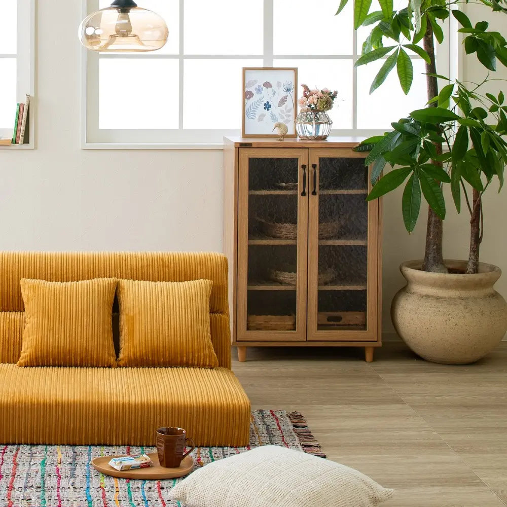 [60cm幅]ナチュラルな木目調 レトロな雰囲気のキャビネット【お客様組立】