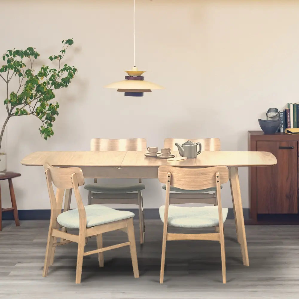 [49cm幅]食堂椅子 北欧風 ナチュラル ファブリック座面 アイボリーベージュ