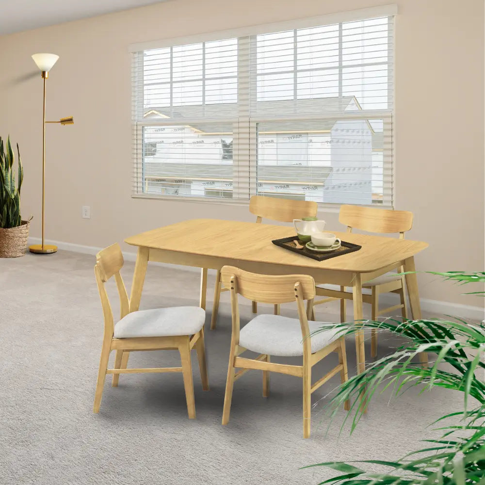 [150〜190cm幅]伸長式ダイニングテーブル オーク突板のナチュラルな木目 北欧テイスト 4～6人掛け対応